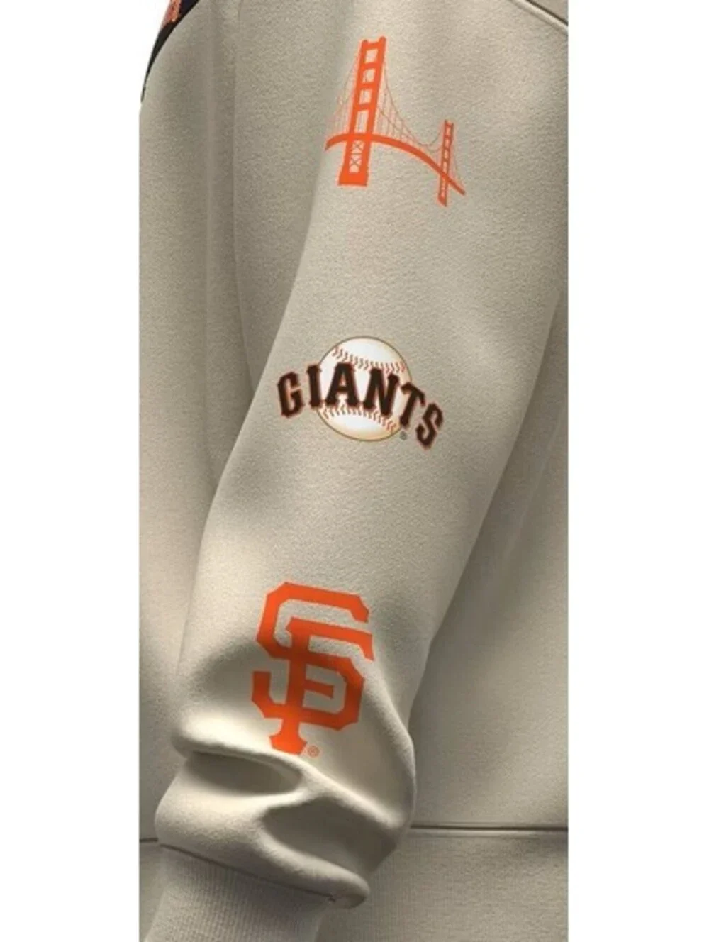 Fanatics San Francisco Giants Pennant Flag Fleece Sweatshirt Beige Mens S NWT